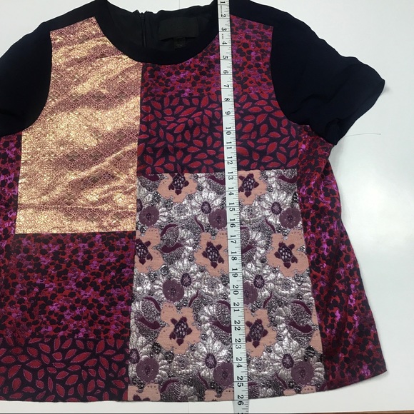 J. CREW COLLECTION LARGE GEOMETRIC SHIRT TOP GOLD - Picture 4 of 6